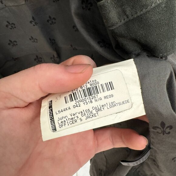 JOHN VARVATOS Oxide Grey Goat Suede Officer's Jacket (sz. 50) MSRP $2298 - Picture 9 of 12